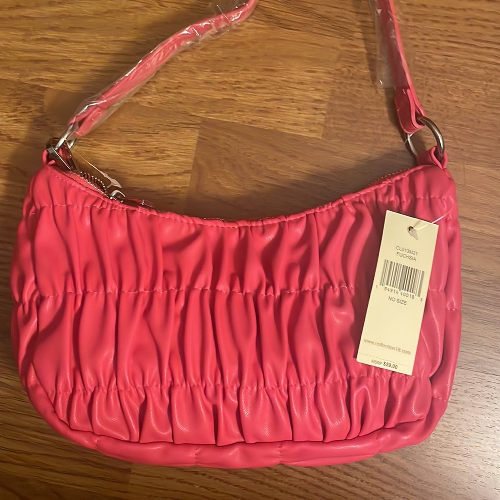 Collection 18 Ruched Fuschia Handbag - Picture 3 of 5